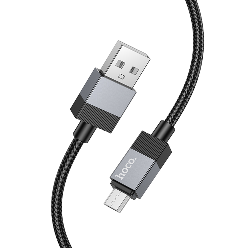 Дата кабель Hoco X110 Honorific USB to MicroUSB 2.4A (1m), Black 3, купить оптом с доставкой