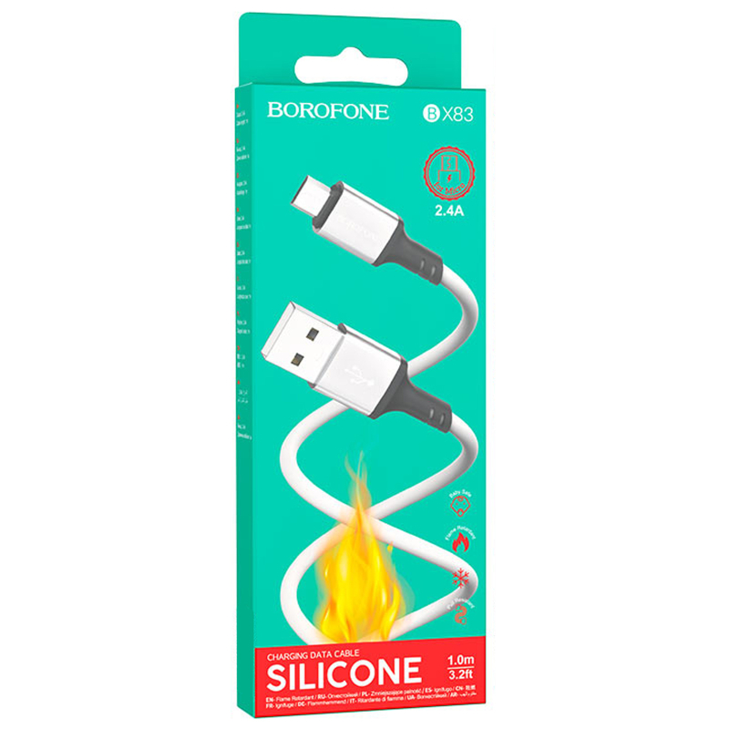 Дата кабель Borofone BX83 Famous USB to MicroUSB 2.4A (1m) на малюнкі №4