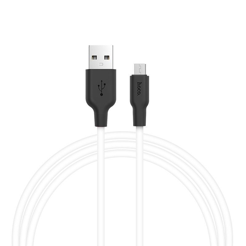 Дата кабель Hoco X21 Silicone MicroUSB Cable (1m), Черный / Белый, купить оптом с доставкой