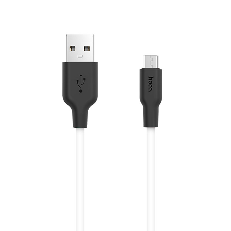 Дата кабель Hoco X21 Silicone MicroUSB Cable (1m), Черный / Белый 1, купить оптом с доставкой