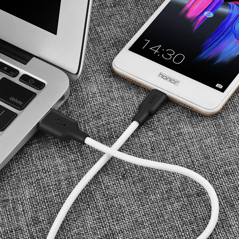 Дата кабель Hoco X21 Silicone MicroUSB Cable (1m), Черный / Белый 3, купить оптом с доставкой