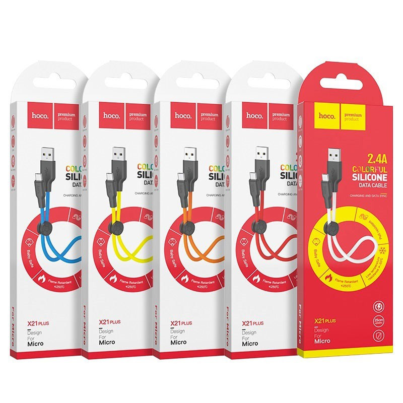 Дата кабель Hoco X21 Plus Silicone MicroUSB Cable (0.25m) 1, купить оптом с доставкой