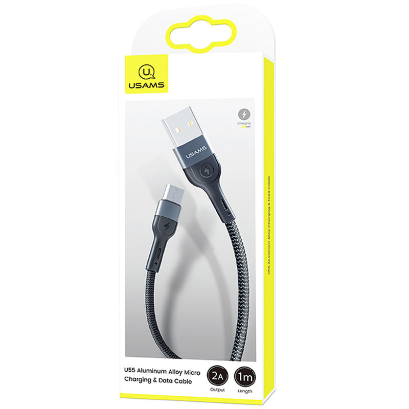Дата кабель Usams US-SJ450 U55 Aluminum Alloy Braided USB to MicroUSB (1m) дивитися фото №5