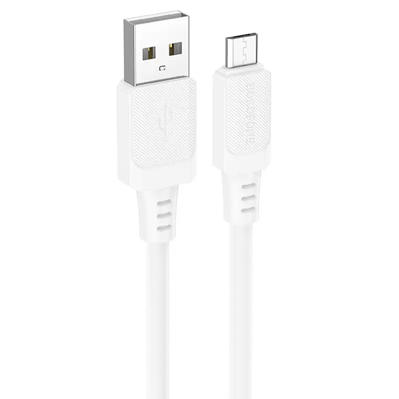 Дата кабель Borofone BX115 Lotto USB to MicroUSB 2.4A (1m), White, купить оптом с доставкой