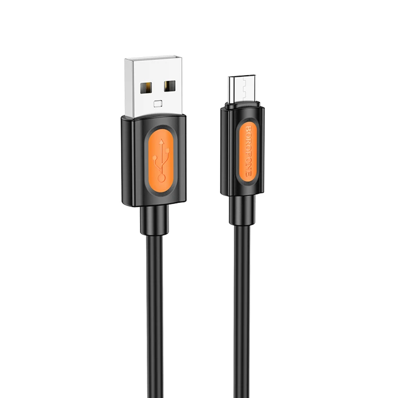 Дата кабель Borofone BX114 Structure USB to MicroUSB 2.4A (1m), Black, купить оптом с доставкой