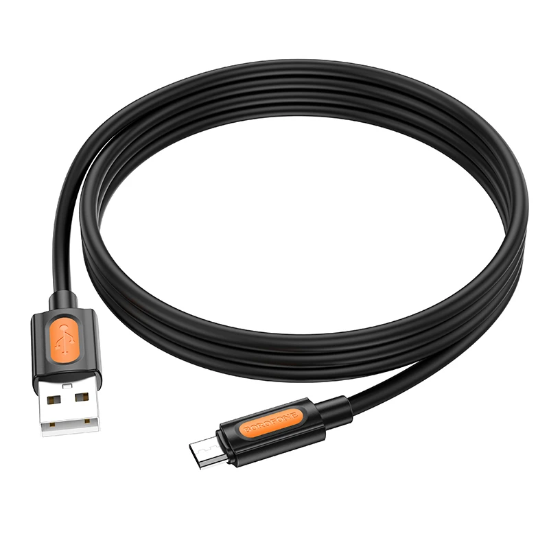 Дата кабель Borofone BX114 Structure USB to MicroUSB 2.4A (1m), Black 3, купить оптом с доставкой