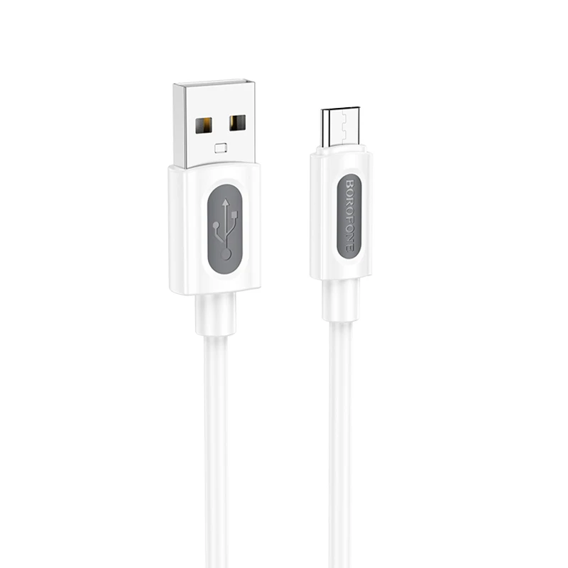 Дата кабель Borofone BX114 Structure USB to MicroUSB 2.4A (1m), White, купить оптом с доставкой
