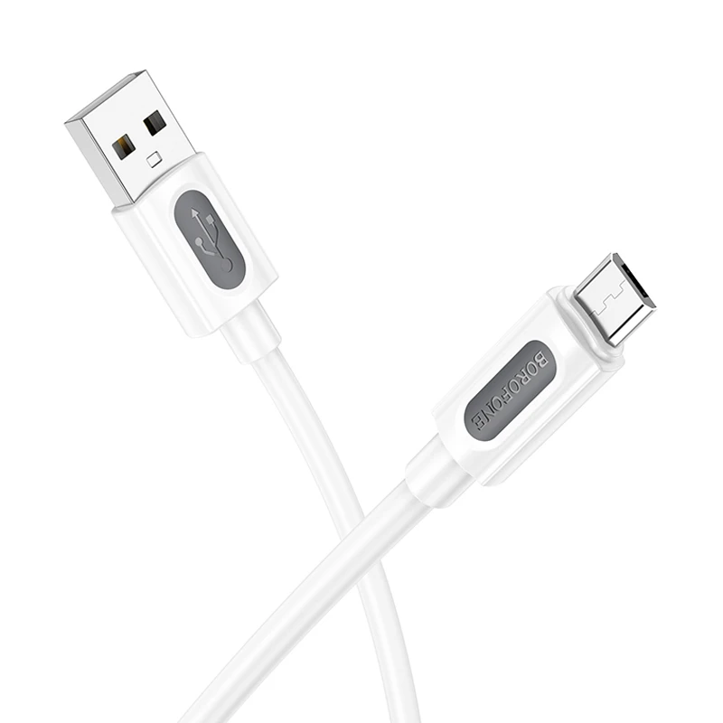 Дата кабель Borofone BX114 Structure USB to MicroUSB 2.4A (1m), White 1, купить оптом с доставкой