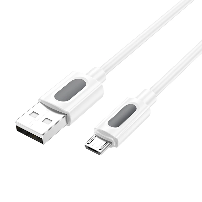 Дата кабель Borofone BX114 Structure USB to MicroUSB 2.4A (1m), White 2, купить оптом с доставкой