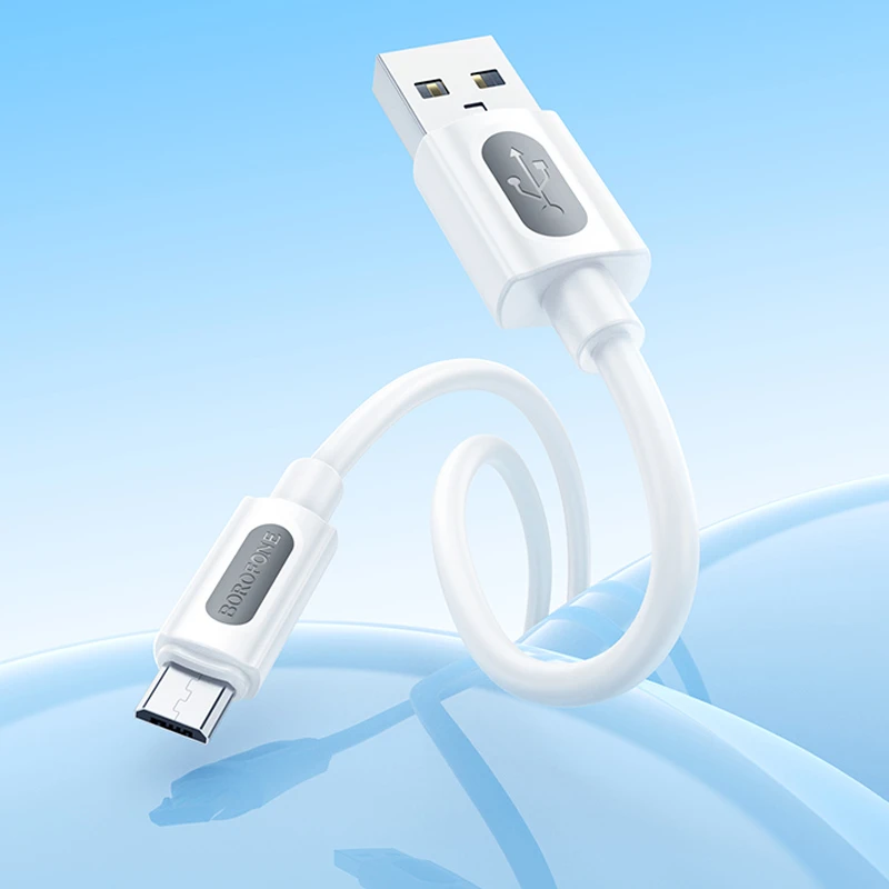 Дата кабель Borofone BX114 Structure USB to MicroUSB 2.4A (1m), White 3, купить оптом с доставкой