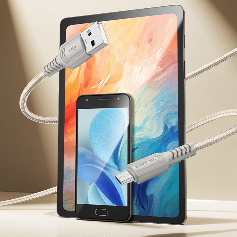 Дата кабель Borofone BX116 Certain USB to MicroUSB 2.4A (1m) на малюнкі №3