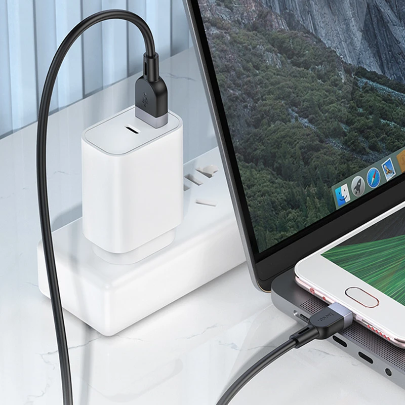 Дата кабель Hoco X109 Energy silicone USB to MicroUSB (1m), Black 3, купить оптом с доставкой