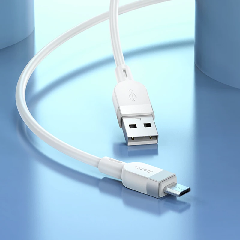 Дата кабель Hoco X109 Energy silicone USB to MicroUSB (1m), White 2, купить оптом с доставкой