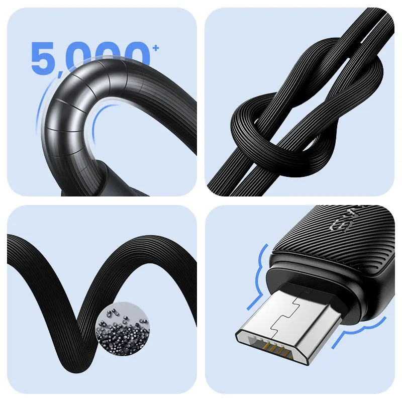 Дата кабель Usams US-SJ690 Striped KY Ser. USB to MicroUSB 2A (1m) на малюнкі №3