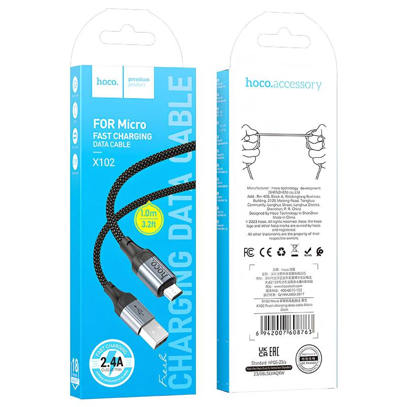 Дата кабель Hoco X102 Fresh USB to MicroUSB (1m) на картинке №6