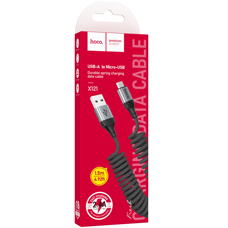 Дата кабель Hoco X121 Nuevo USB to MicroUSB 2.4A (1.5m), Black 1, купить оптом с доставкой