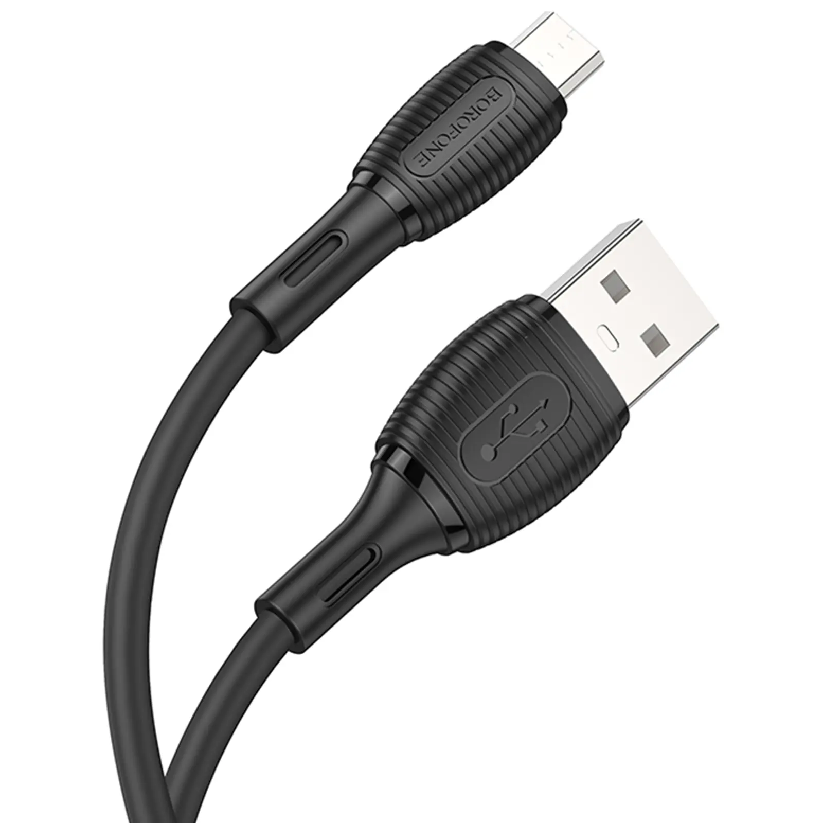 Дата кабель Borofone BX86 Advantage USB to MicroUSB 2.4A (1m), Black 2, купить оптом с доставкой