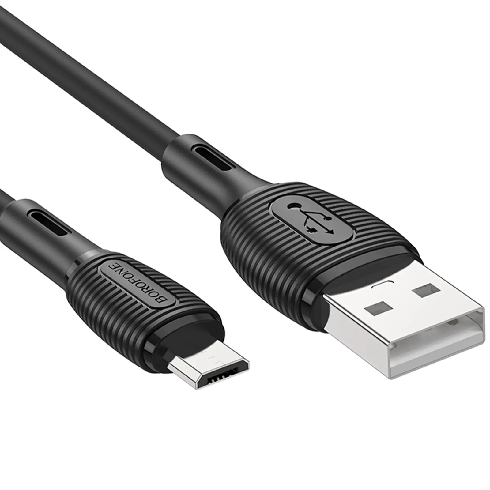 Дата кабель Borofone BX86 Advantage USB to MicroUSB 2.4A (1m), Black 3, купить оптом с доставкой