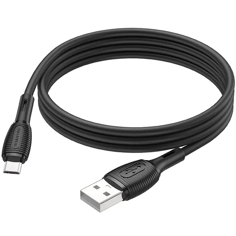 Дата кабель Borofone BX86 Advantage USB to MicroUSB 2.4A (1m), Black 4, купить оптом с доставкой