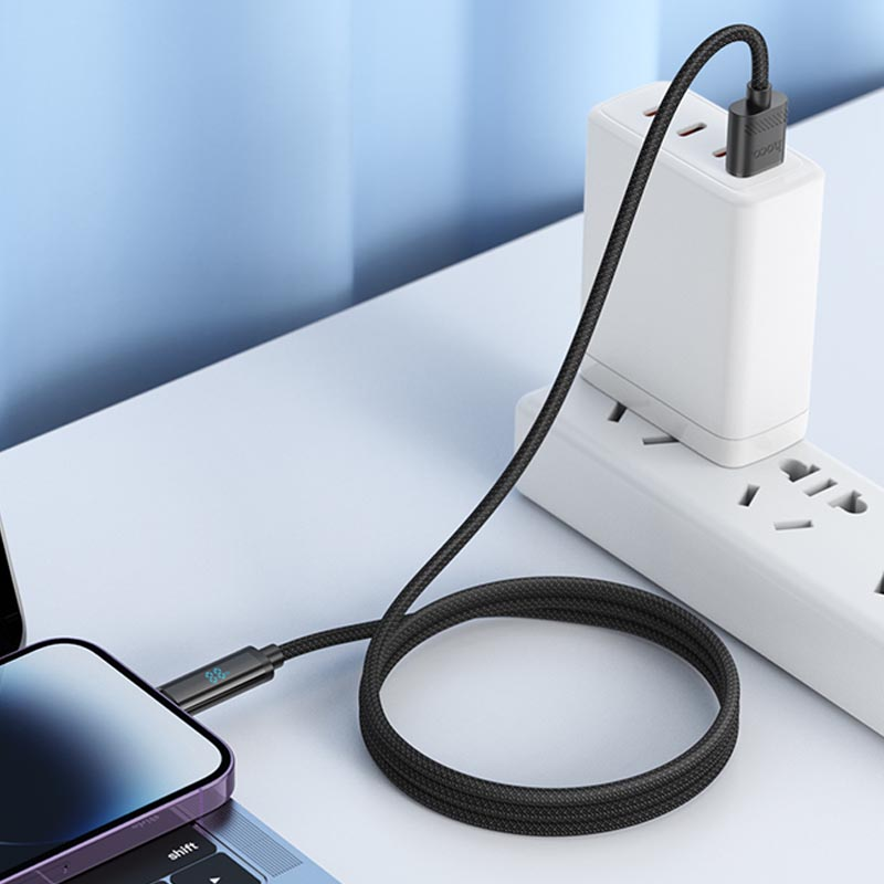 Уценка Дата кабель Hoco U127 Power USB to Lightning (1.2m), Поврежденная упаковка / Black 3, купить оптом с доставкой