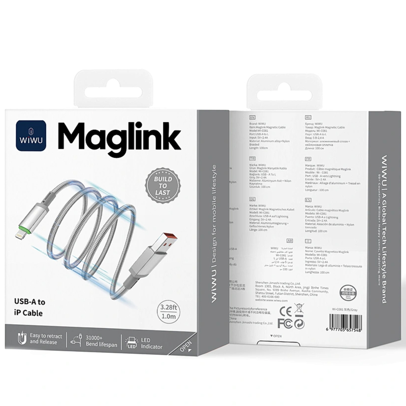 Дата кабель WIWU C081 Maglink USB to Lightning 12W (1m) на малюнкі №5