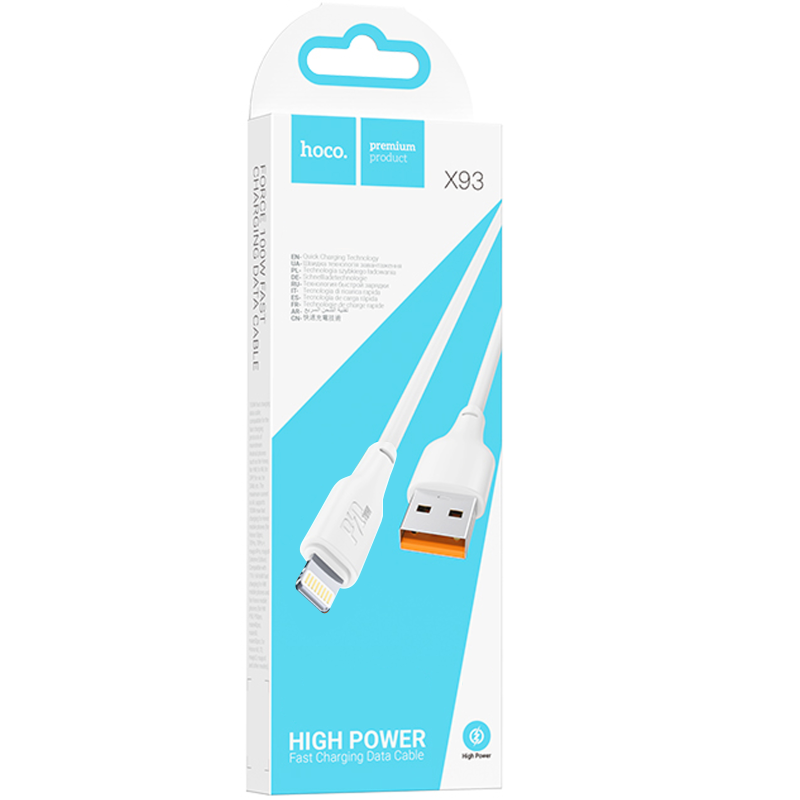 Дата кабель Hoco X93 Force USB to Lightning 20W (2m), White 2, купити оптом з доставкою