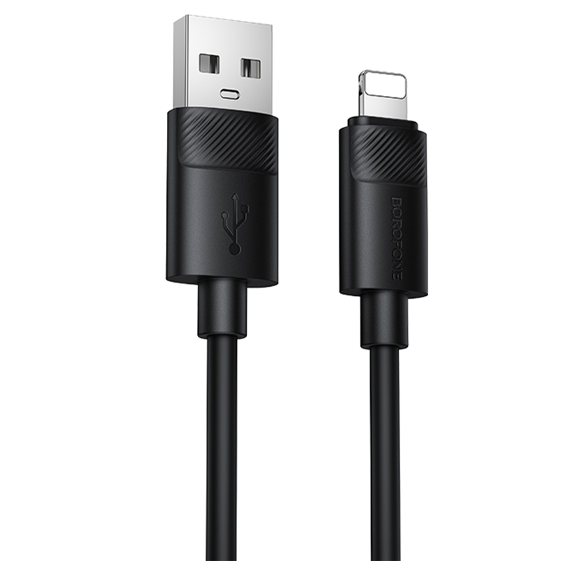 Дата кабель Borofone BX123 Leya USB to Lightning 12W (1m), Black, купити оптом з доставкою