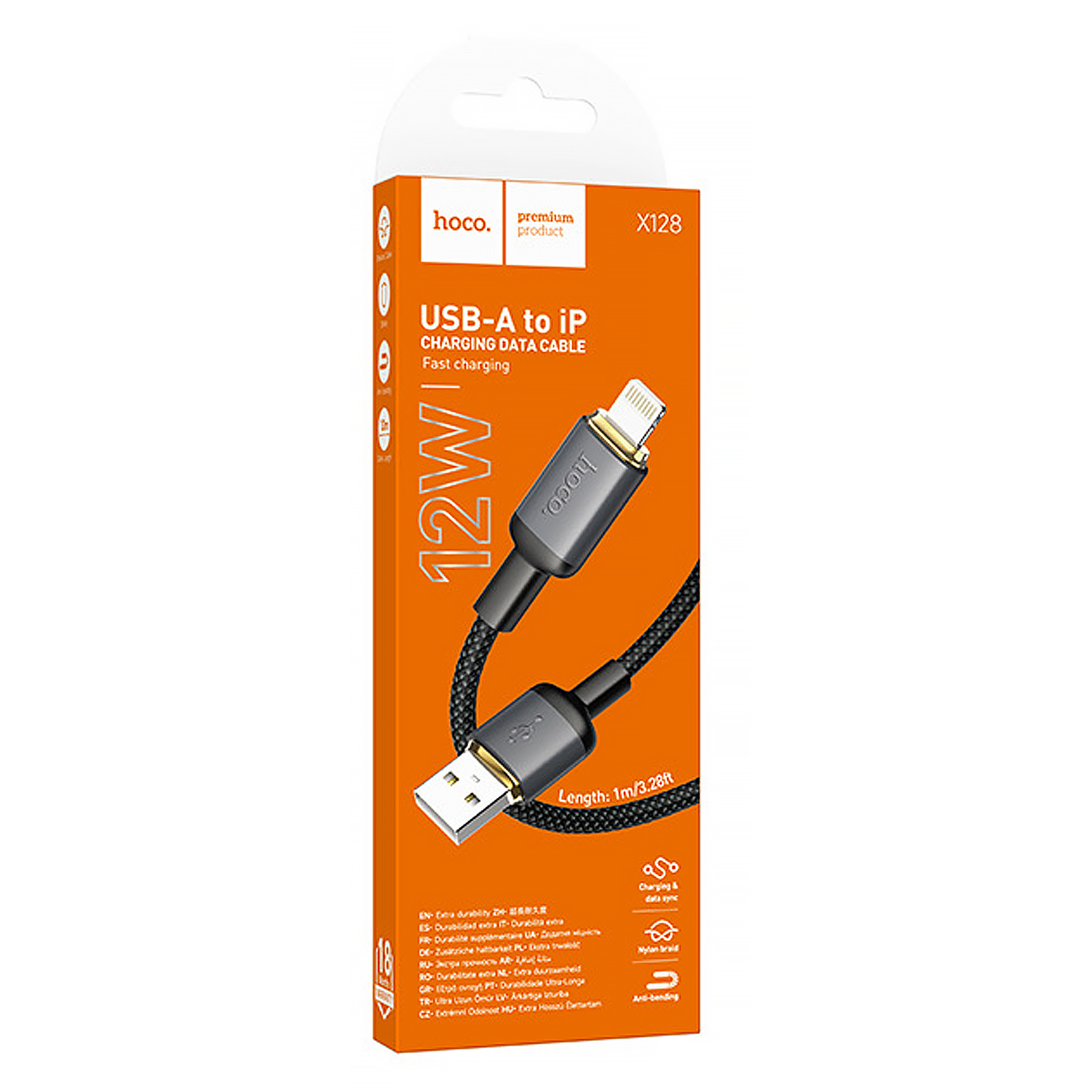 Дата кабель Hoco X128 Benefit USB to Lightning 12W (1m), Black 1, купити оптом з доставкою