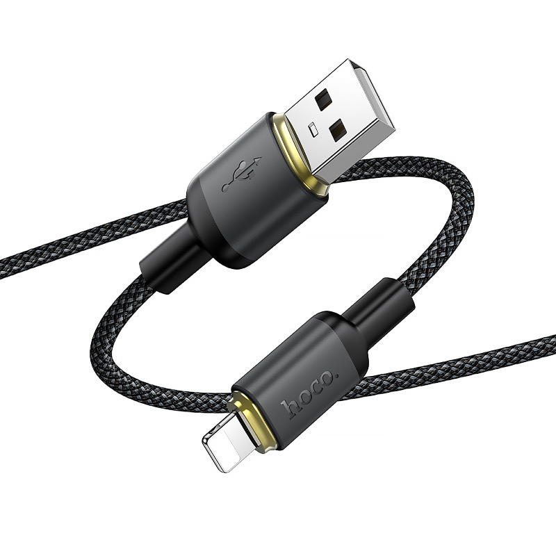 Дата кабель Hoco X128 Benefit USB to Lightning 12W (1m), Black 3, купити оптом з доставкою