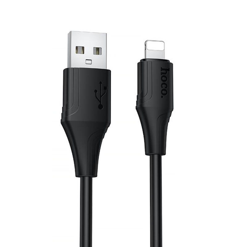 Уцінка Дата кабель Hoco X124 Bien silicone USB to Lightning 2.4A (1m), М'ята упаковка / Black, купити оптом з доставкою