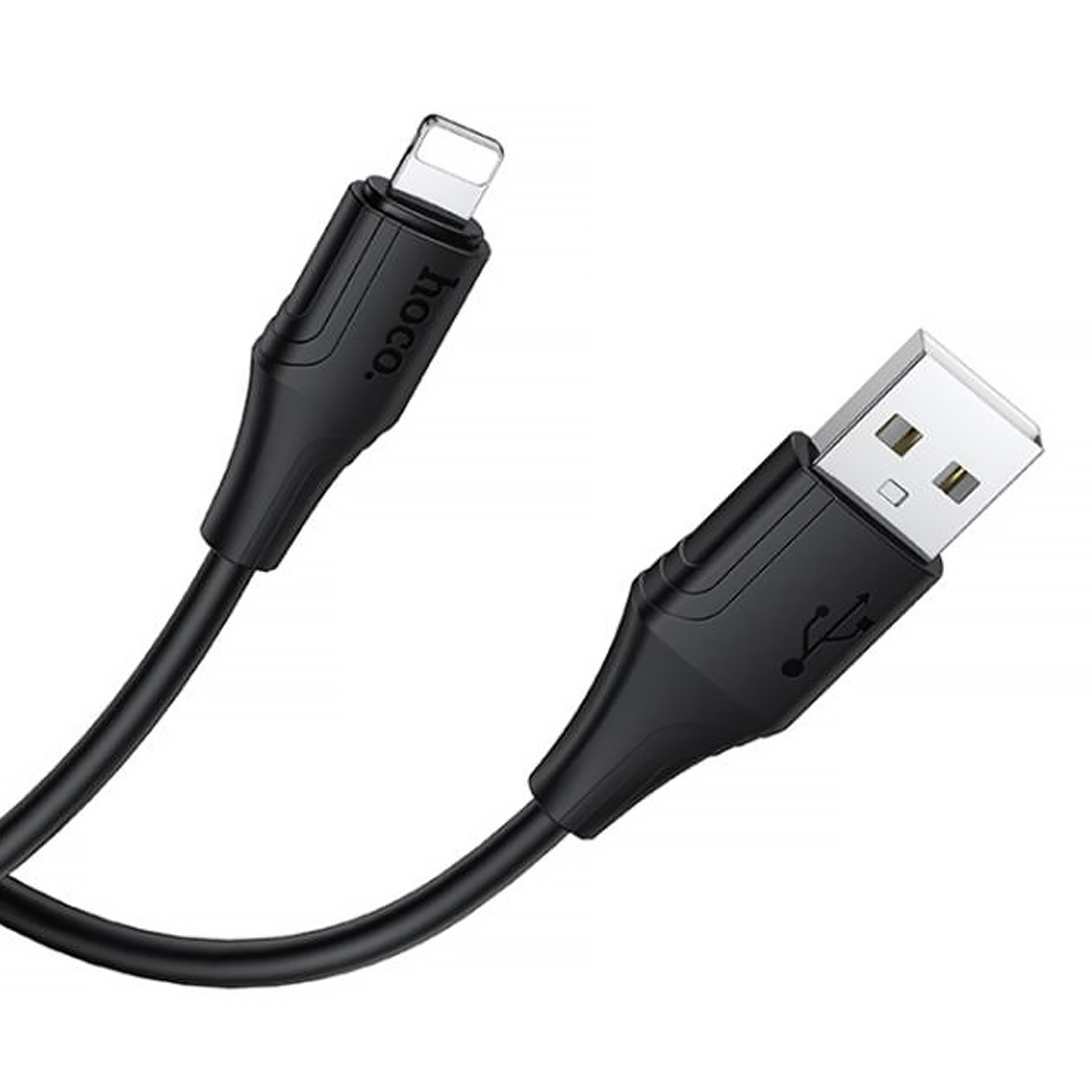 Уцінка Дата кабель Hoco X124 Bien silicone USB to Lightning 2.4A (1m), М'ята упаковка / Black 2, купити оптом з доставкою