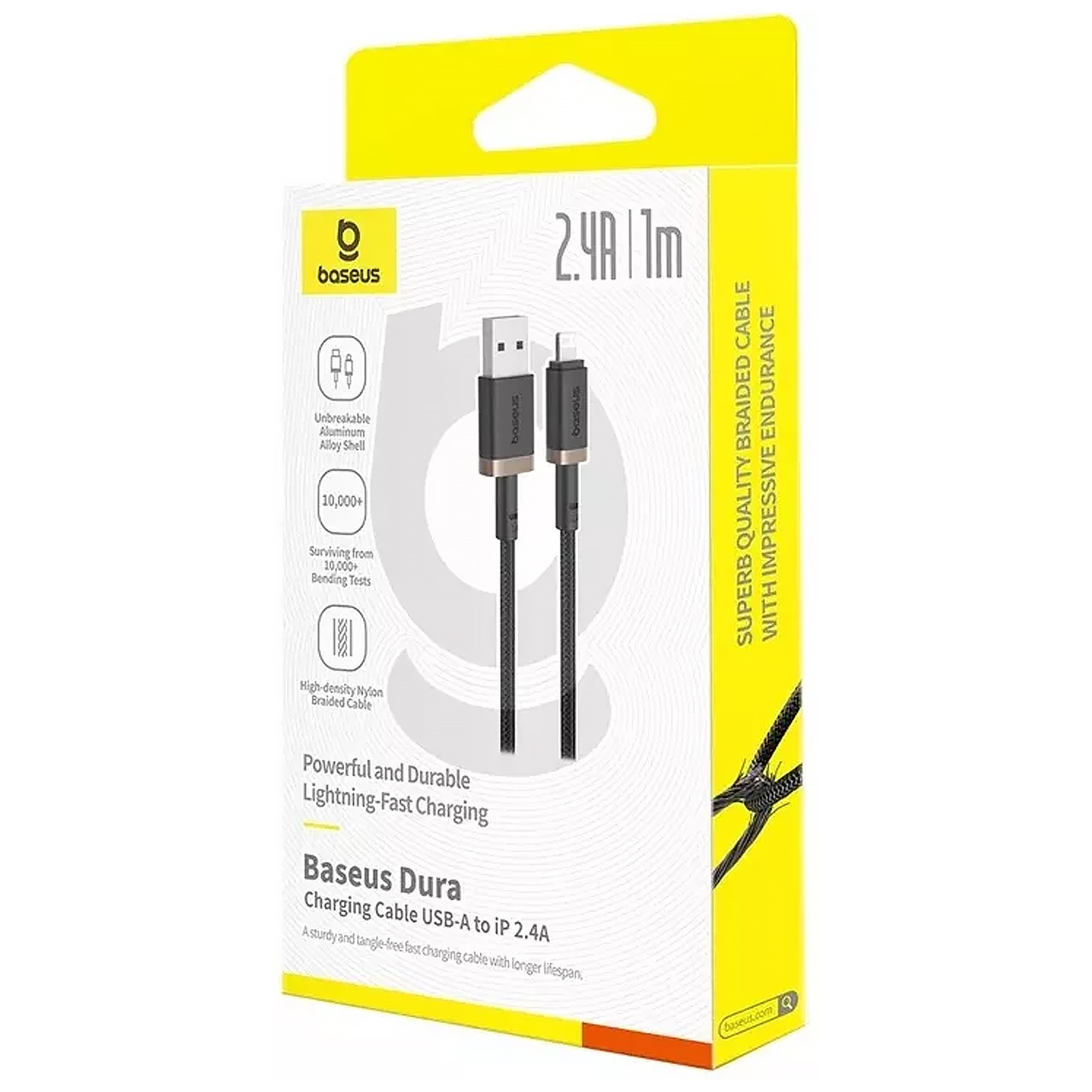 Дата кабель Baseus Dura Series Fast Charging USB to Lightning 2.4A (1m) (CB000122), Gold / Black 1, купити оптом з доставкою