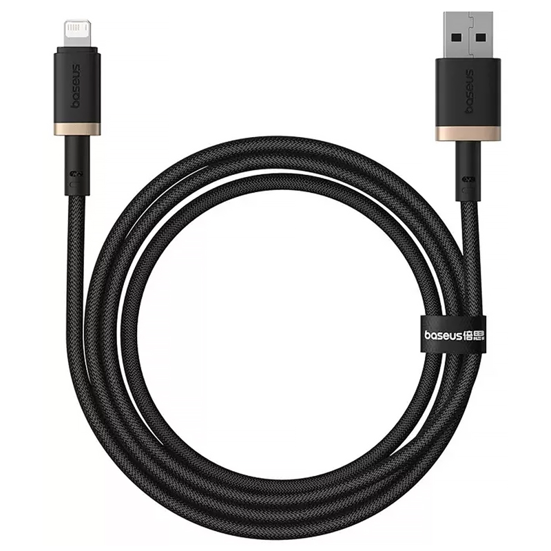 Дата кабель Baseus Dura Series Fast Charging USB to Lightning 2.4A (1m) (CB000122), Gold / Black 3, купити оптом з доставкою