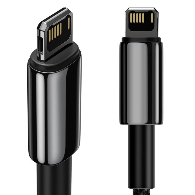 Дата кабель Baseus Tungsten Gold USB to Lightning Cable 2.4A (2m) (CALWJ-A0), Black 2, купити оптом з доставкою