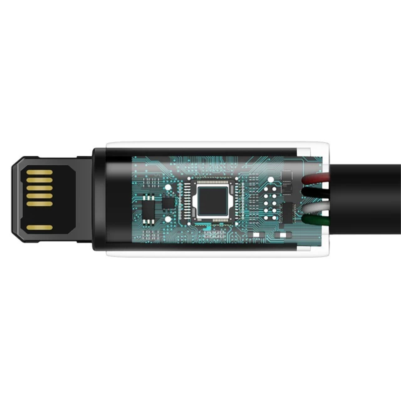 Дата кабель Baseus Tungsten Gold USB to Lightning Cable 2.4A (2m) (CALWJ-A0), Black 3, купити оптом з доставкою