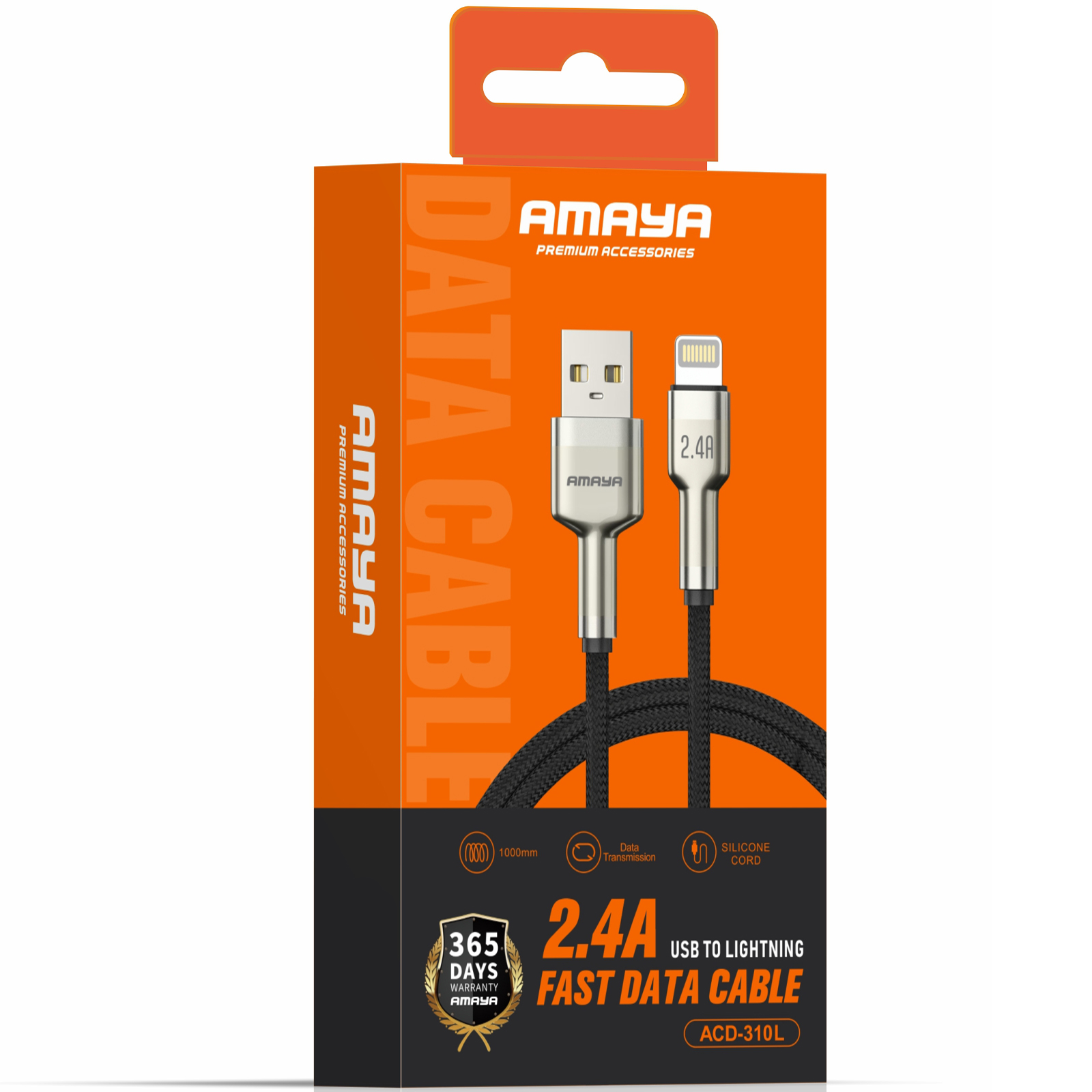 Дата кабель Amaya 310L USB to Lightning 2.4A (1m), Brown 1, купить оптом с доставкой