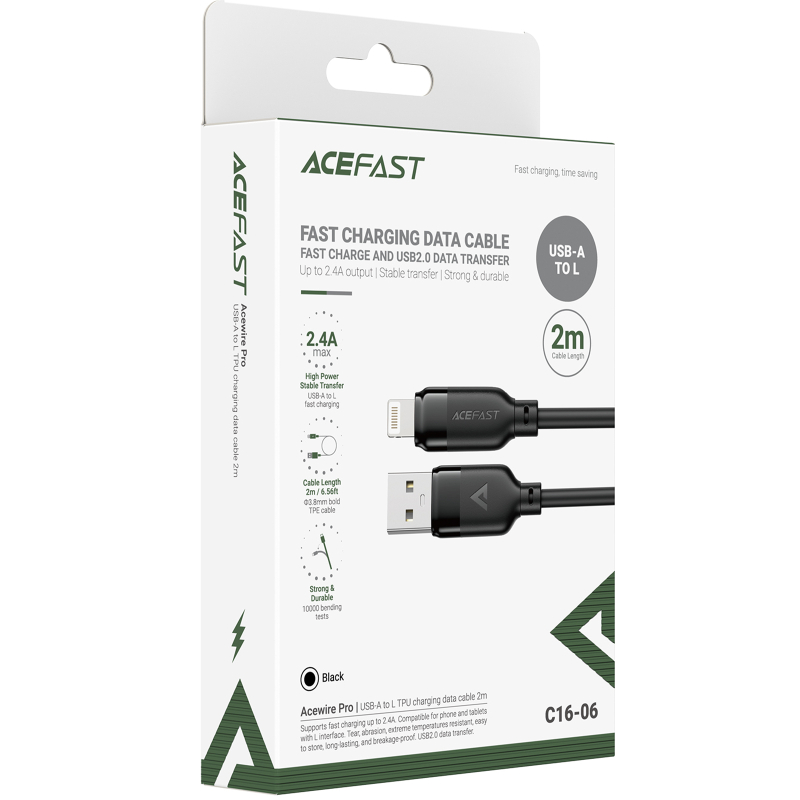 Дата кабель Acefast C16-06 USB to Lightning 2.4A (2m) на малюнкі №5