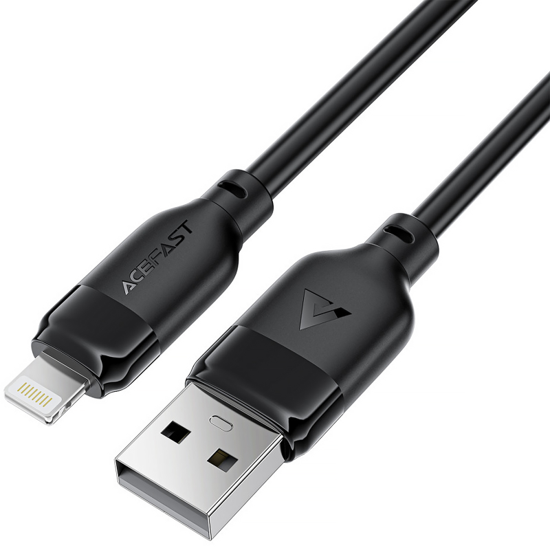 Дата кабель Acefast C16-02 USB to Lightning 2.4A (1.2m), Black 2, купить оптом с доставкой