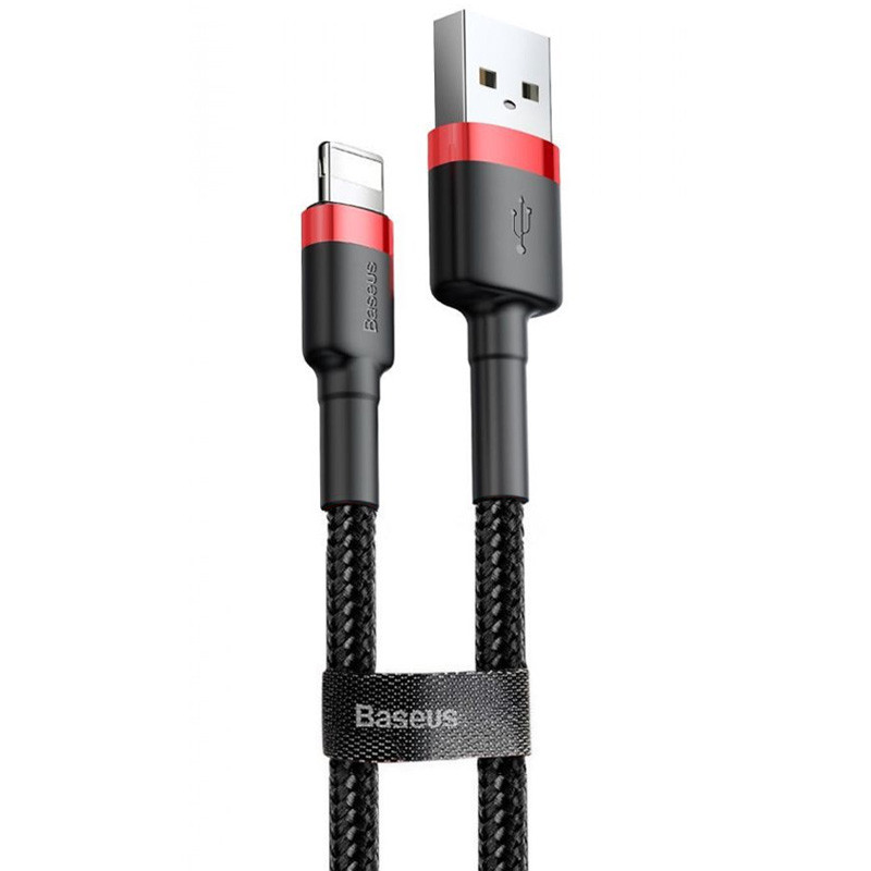 Дата кабель Baseus Cafule USB to Lightning 2.4A (1m) (CALKLF-B), Червоний / Чорний, купити оптом з доставкою