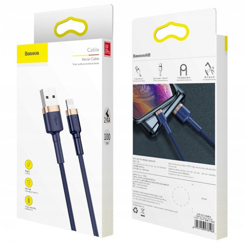 Дата кабель Baseus Cafule Lightning Cable 2.4A (1m) (CALKLF-B) на малюнкі №4
