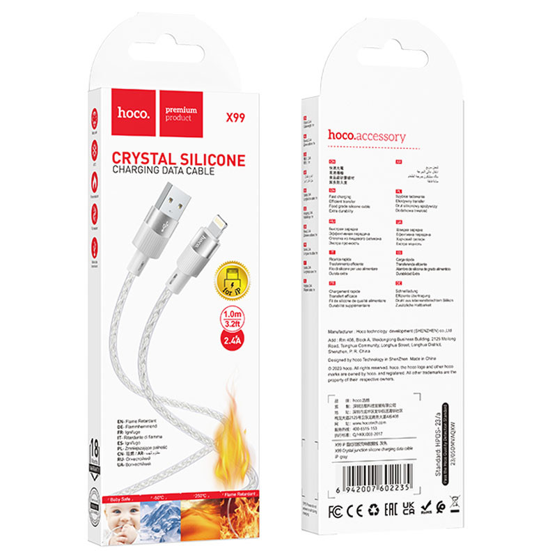 Дата кабель Hoco X99 Crystal Junction USB to Lightning (1m) на картинке №5