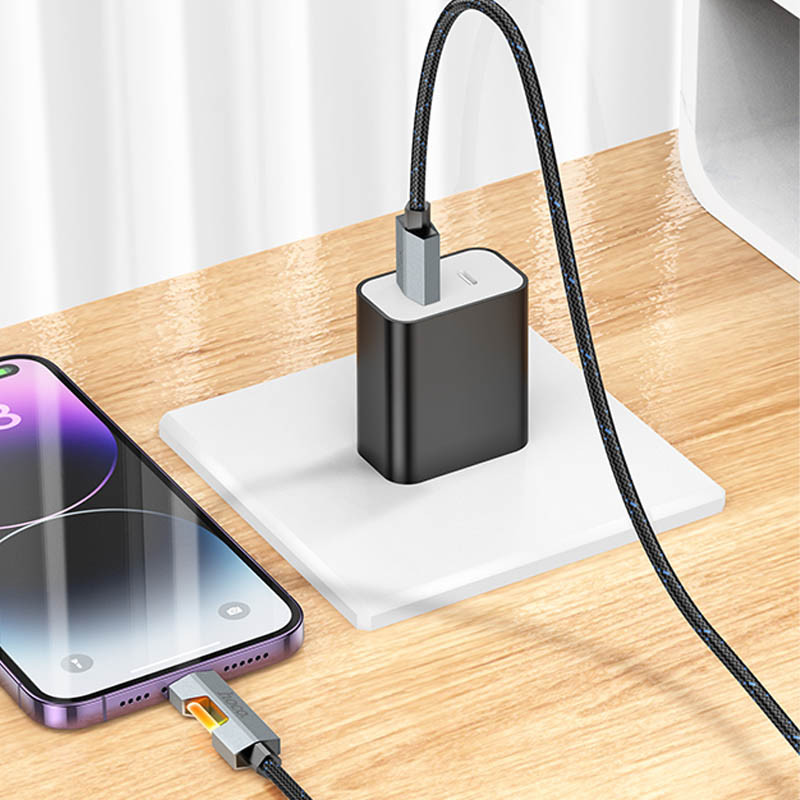 Дата кабель Hoco U123 Regent colorful 2.4A USB to Lightning (1.2m) смотреть фото №4
