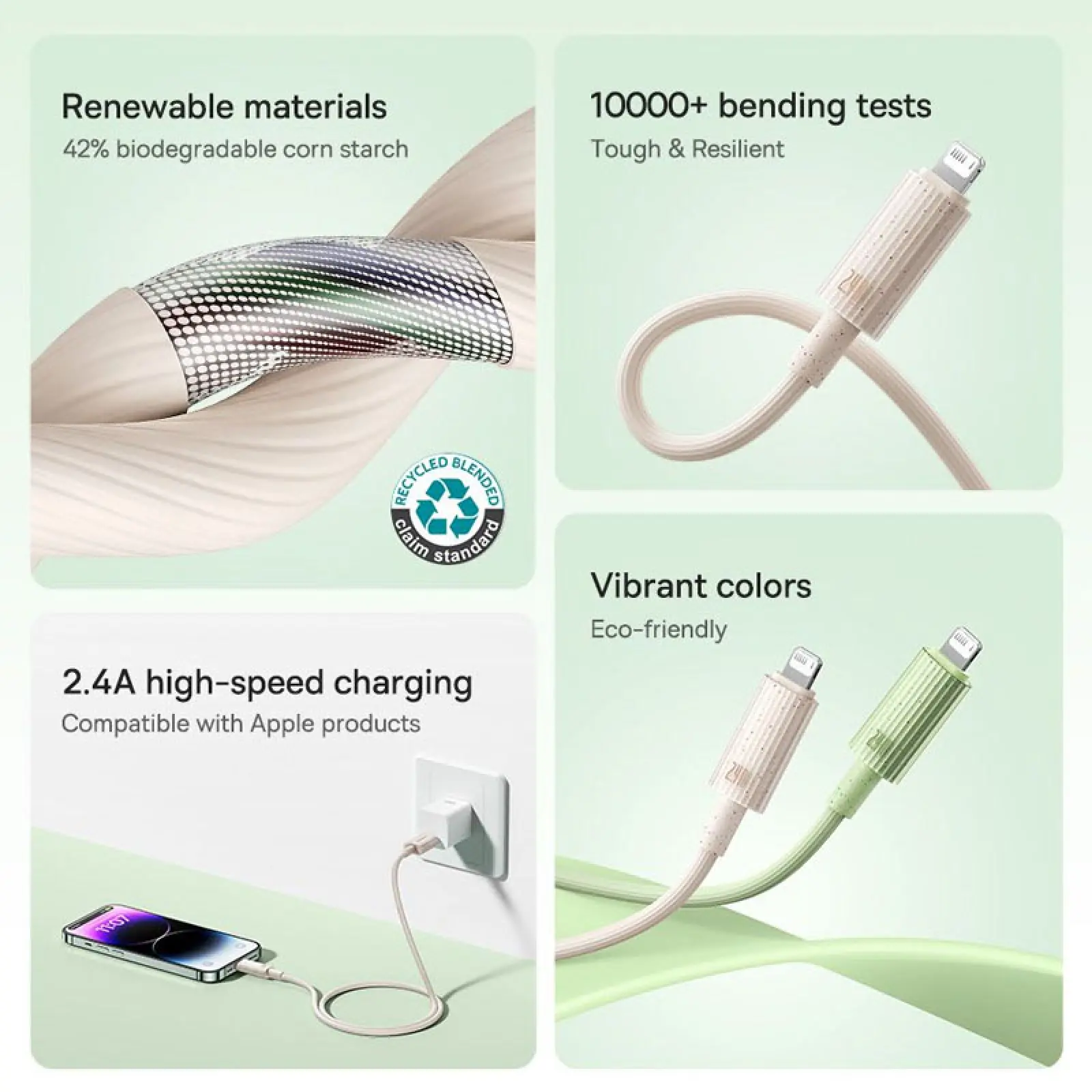 Дата кабель Baseus Habitat Series Fast Charging USB to Lightning 2.4A (1m) (P10360200421-0) 1, купить оптом с доставкой