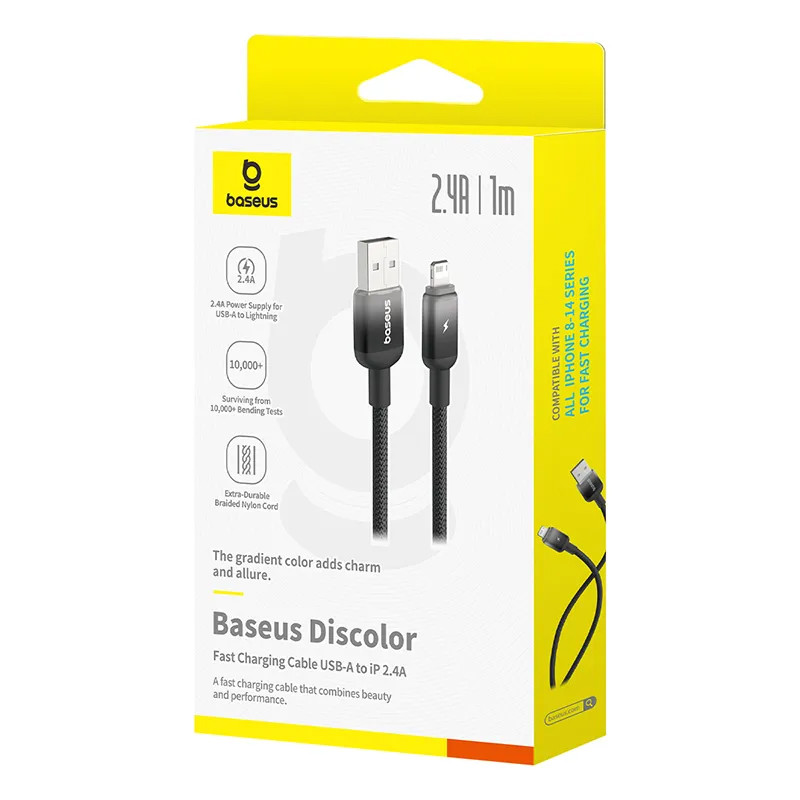 Дата кабель Baseus Discolor Series Fast Charging USB to Lightning 2.4A (1m) (P10374900) на малюнкі №4