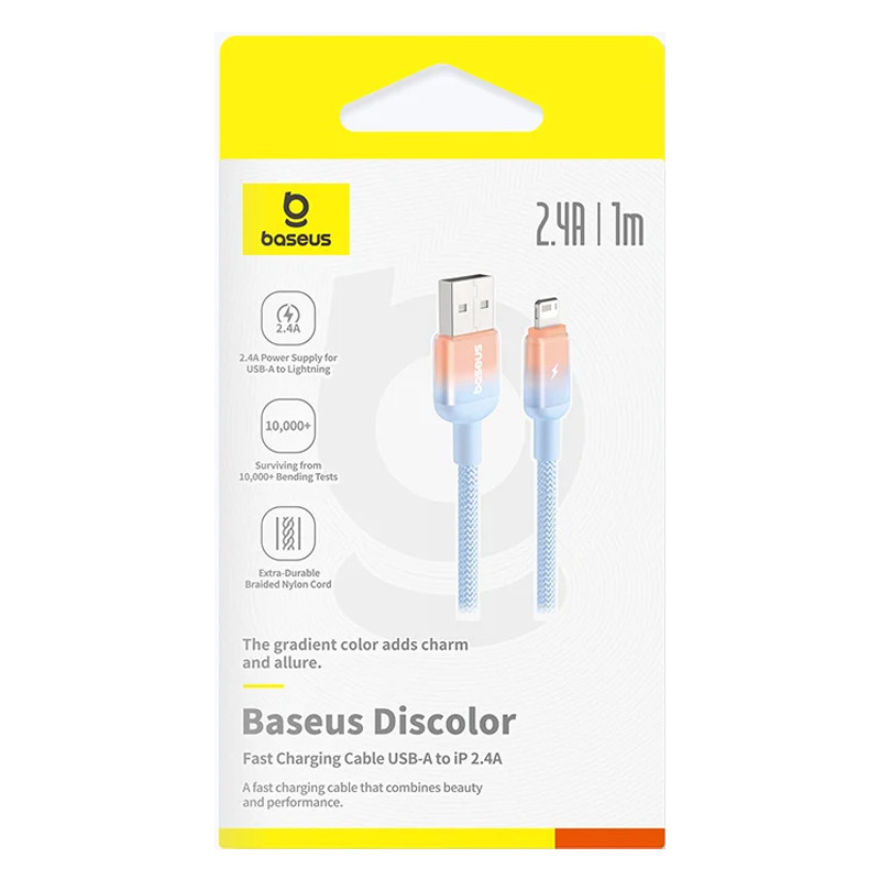 Дата кабель Baseus Discolor Series Fast Charging USB to Lightning 2.4A (1m) (P10374900) на малюнкі №8