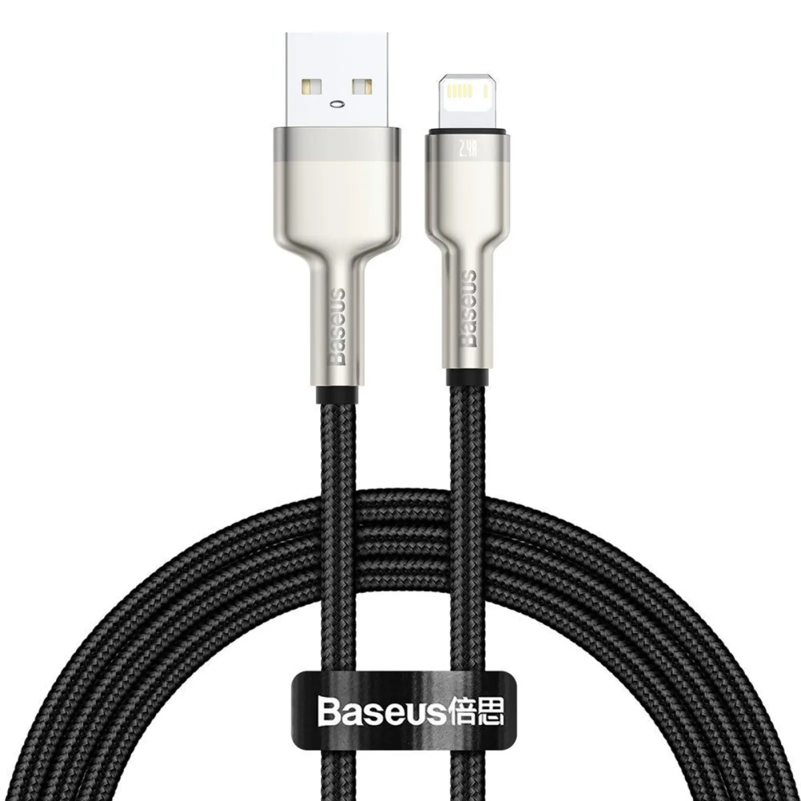 Дата кабель Baseus Cafule Series Metal USB to Lightning 2.4A (2m) (CALJK-B0), Black, купить оптом с доставкой