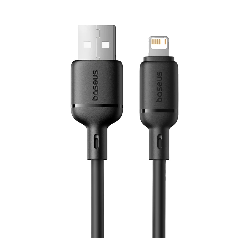 Дата кабель Baseus Silky Series OS Fast Charging USB to Lightning 2.4A (1m) (P1037770), Cluster Black, купить оптом с доставкой