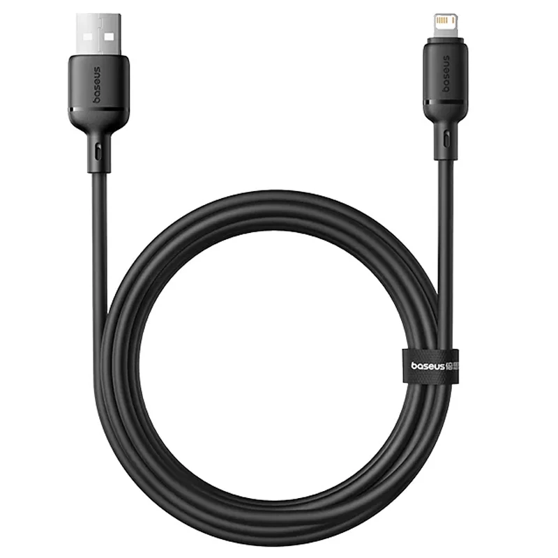 Дата кабель Baseus Silky Series OS Fast Charging USB to Lightning 2.4A (1m) (P1037770), Cluster Black 2, купить оптом с доставкой