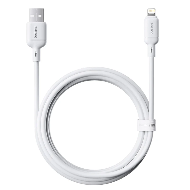 Дата кабель Baseus Silky Series OS Fast Charging USB to Lightning 2.4A (1m) (P1037770), Moon White 1, купить оптом с доставкой