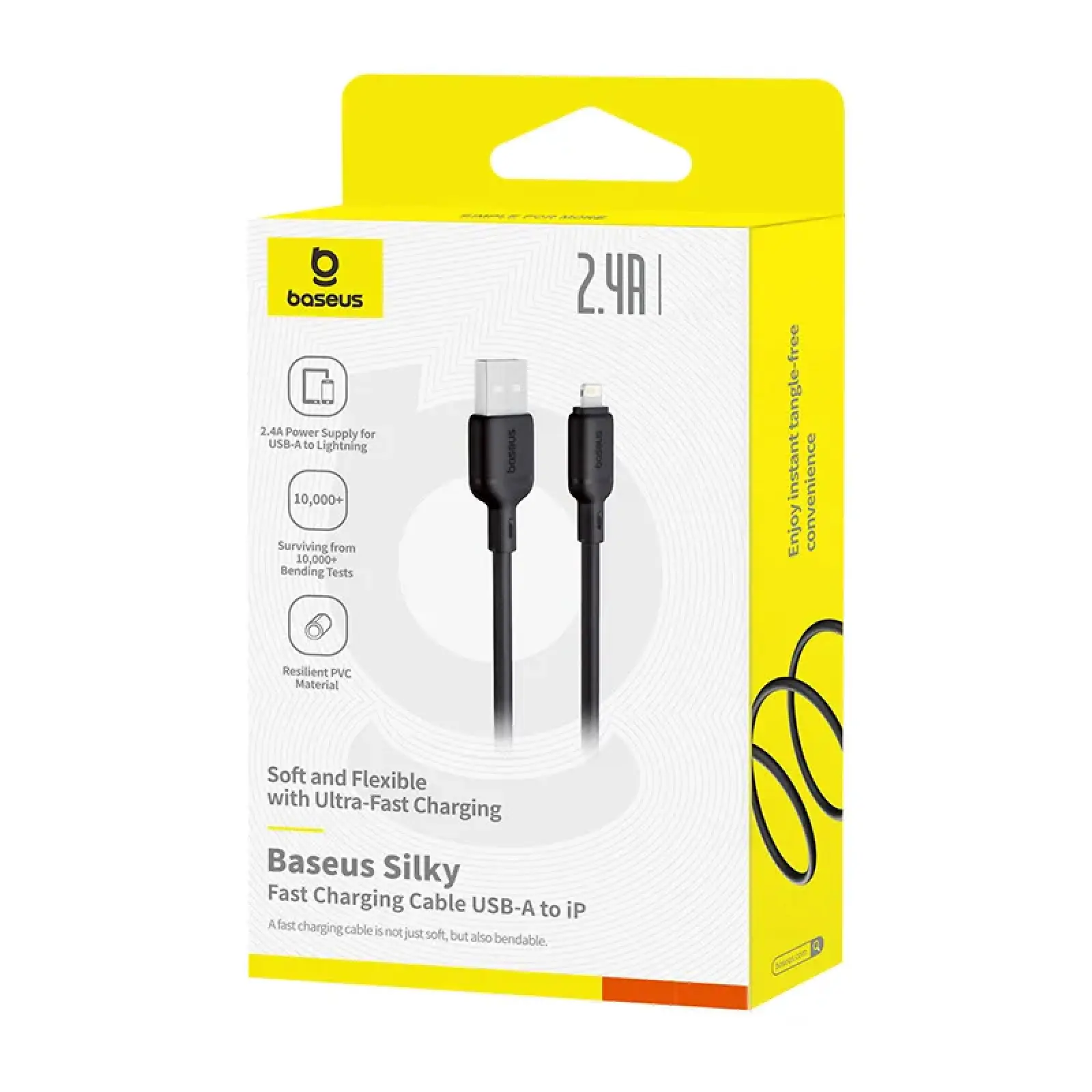 Дата кабель Baseus Silky Series OS Fast Charging USB to Lightning 2.4A (2m) (P1037770), Cluster Black 4, купить оптом с доставкой